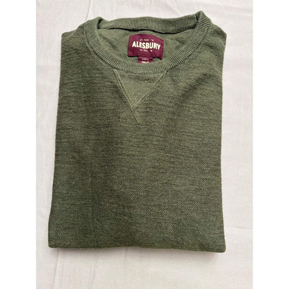 Alesbury Mens Army Green 100% Cotton Crewneck Sweater Size L MGS10012